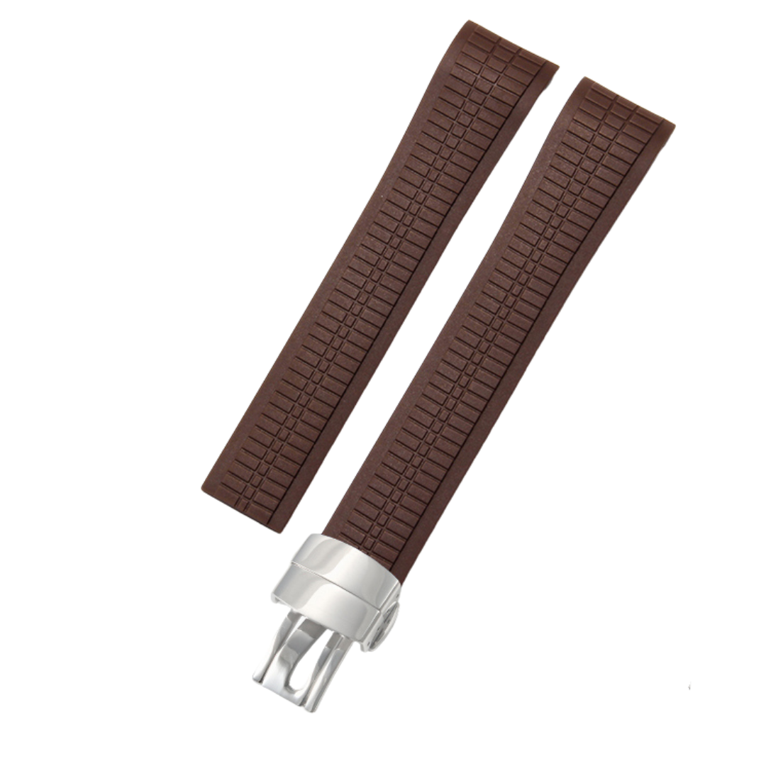 Luxury Rubber Strap for Patek Phillipe Aquanaut Butterfly Clasp - Coffee