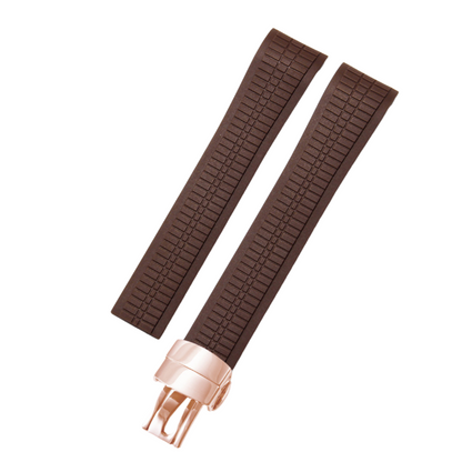 Luxury Rubber Strap for Patek Phillipe Aquanaut Butterfly Clasp - Coffee