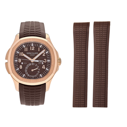 Luxury Rubber Strap for Patek Phillipe Aquanaut Butterfly Clasp - Coffee