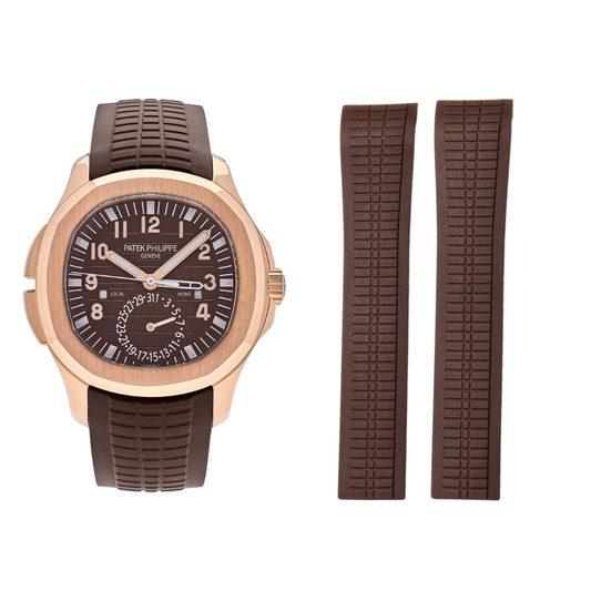 Luxury Rubber Strap for Patek Phillipe Aquanaut Butterfly Clasp - Coffee