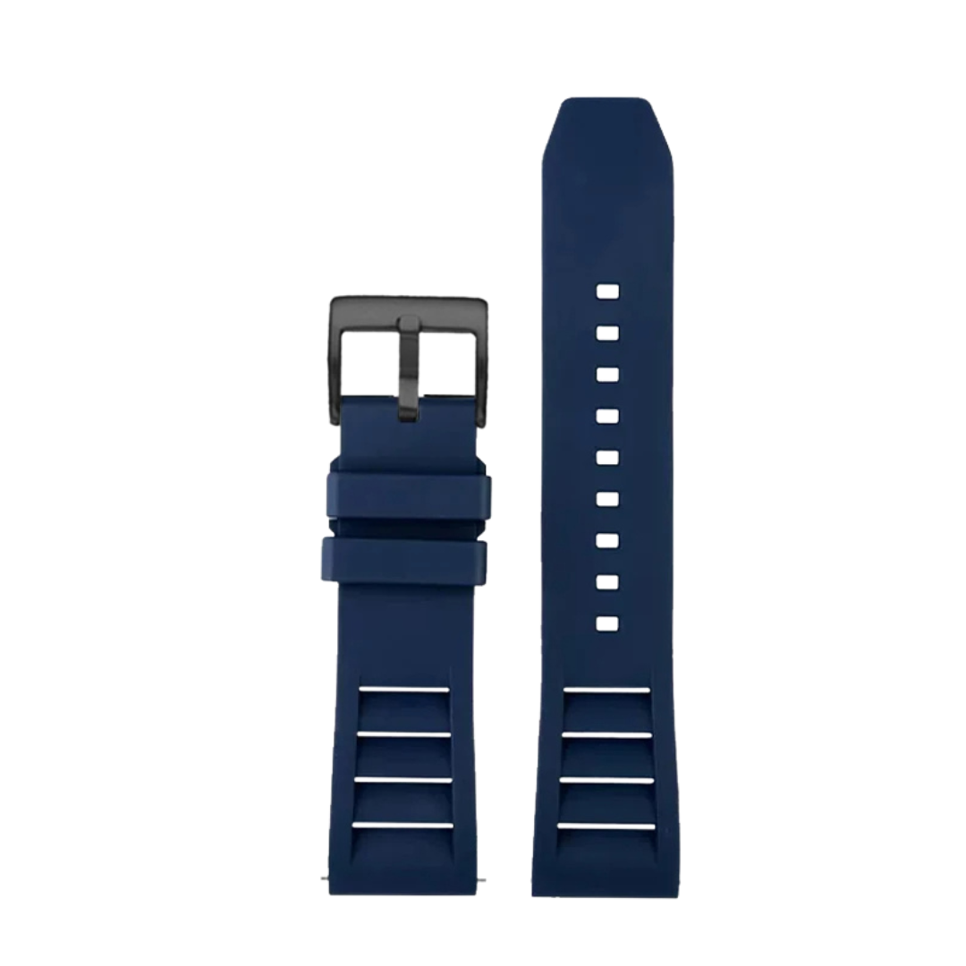 Courtside Blue FKM Perforated Rubber Sport Strap