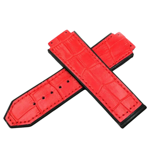 Genuine Leather Watch Strap For HUBLOT Big Bang Series 25mm*19mm Red