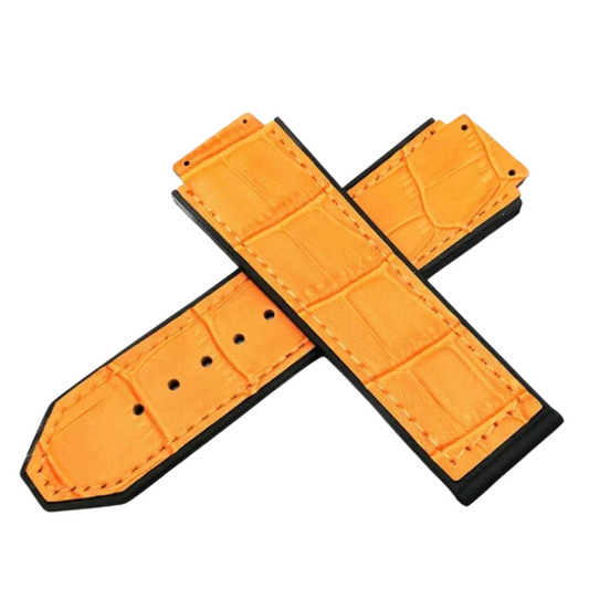 Genuine Leather Watch Strap For HUBLOT Big Bang Series 25mm*19mm Orange