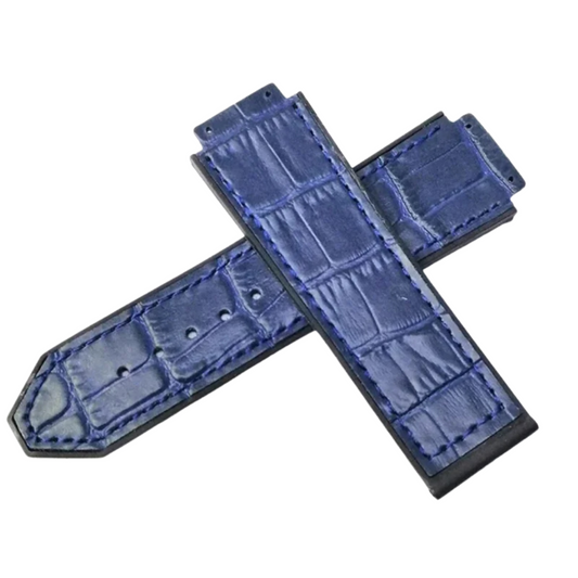 Genuine Leather Watch Strap For HUBLOT Big Bang Series 25mm*19mm Dark Blue