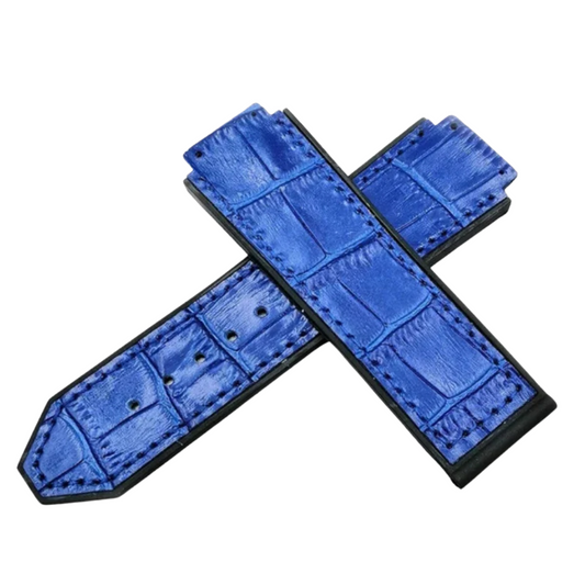 Genuine Leather Watch Strap For HUBLOT Big Bang Series 25mm*19mm Blue