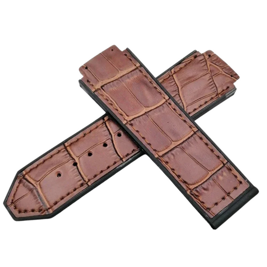 Genuine Leather Watch Strap For HUBLOT Big Bang Series 25mm*19mm Brown