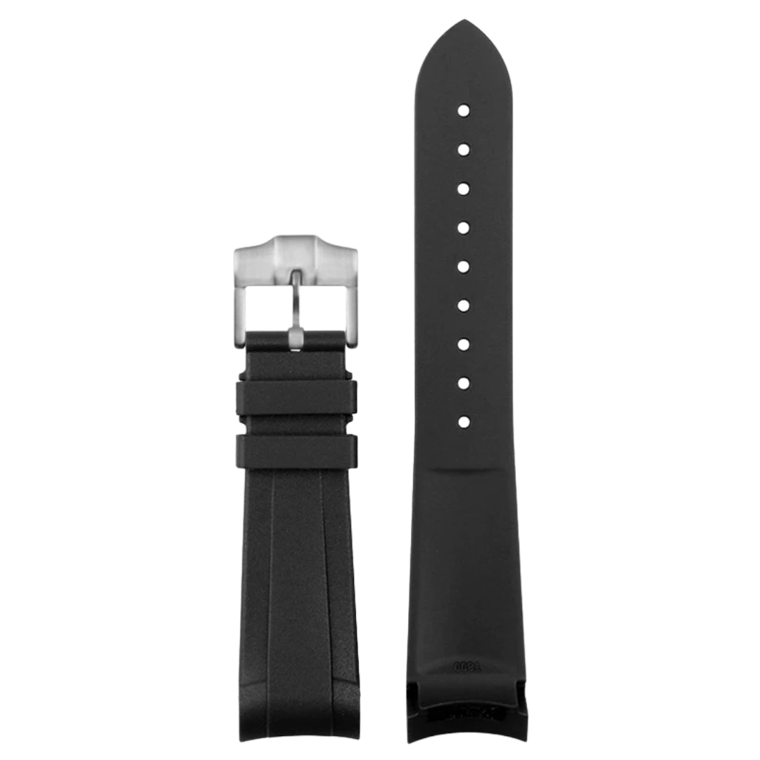 22mm Red Rubber Strap for Tudor Black - Butterfly Clasp