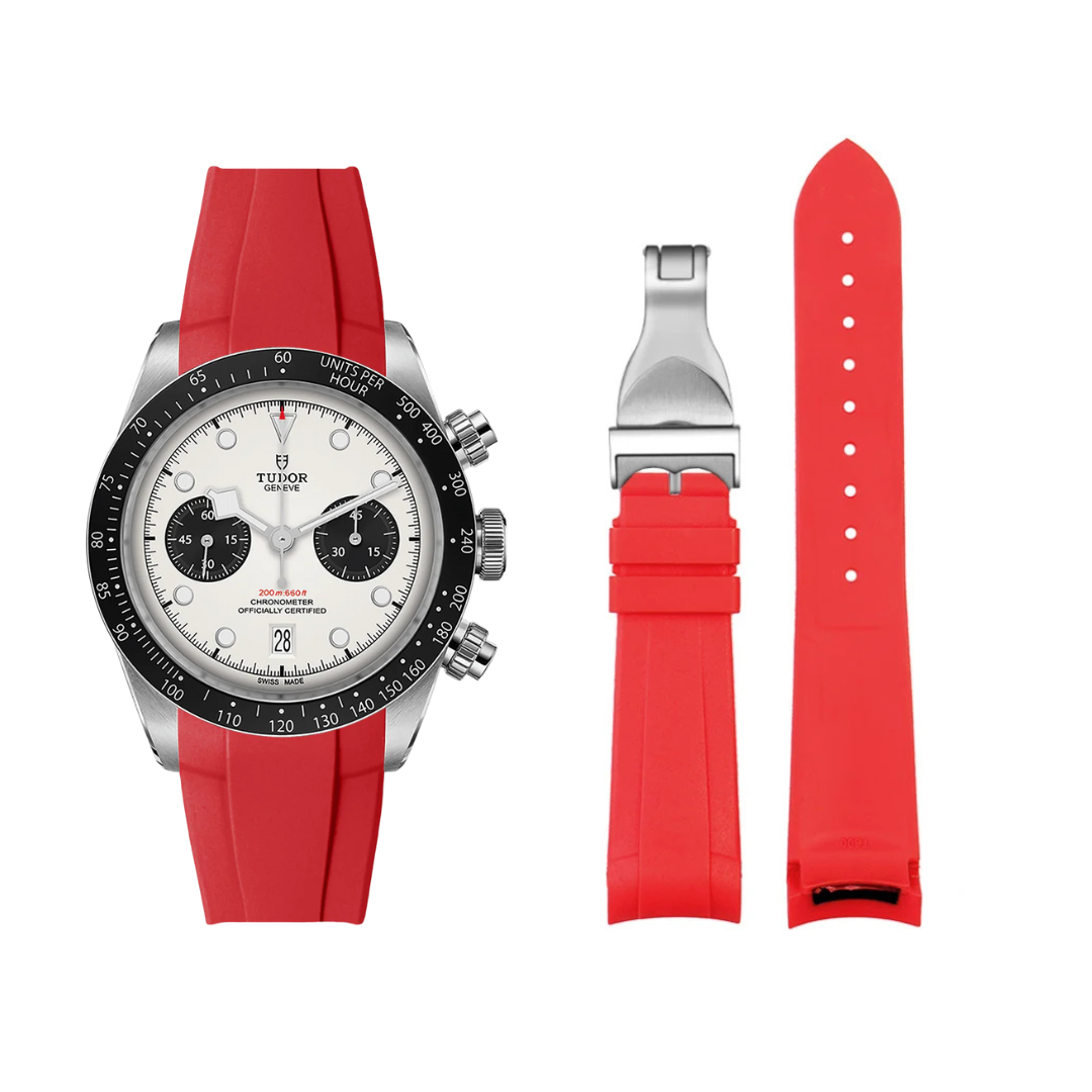 22mm Red Rubber Strap for Tudor Red - Butterfly Clasp