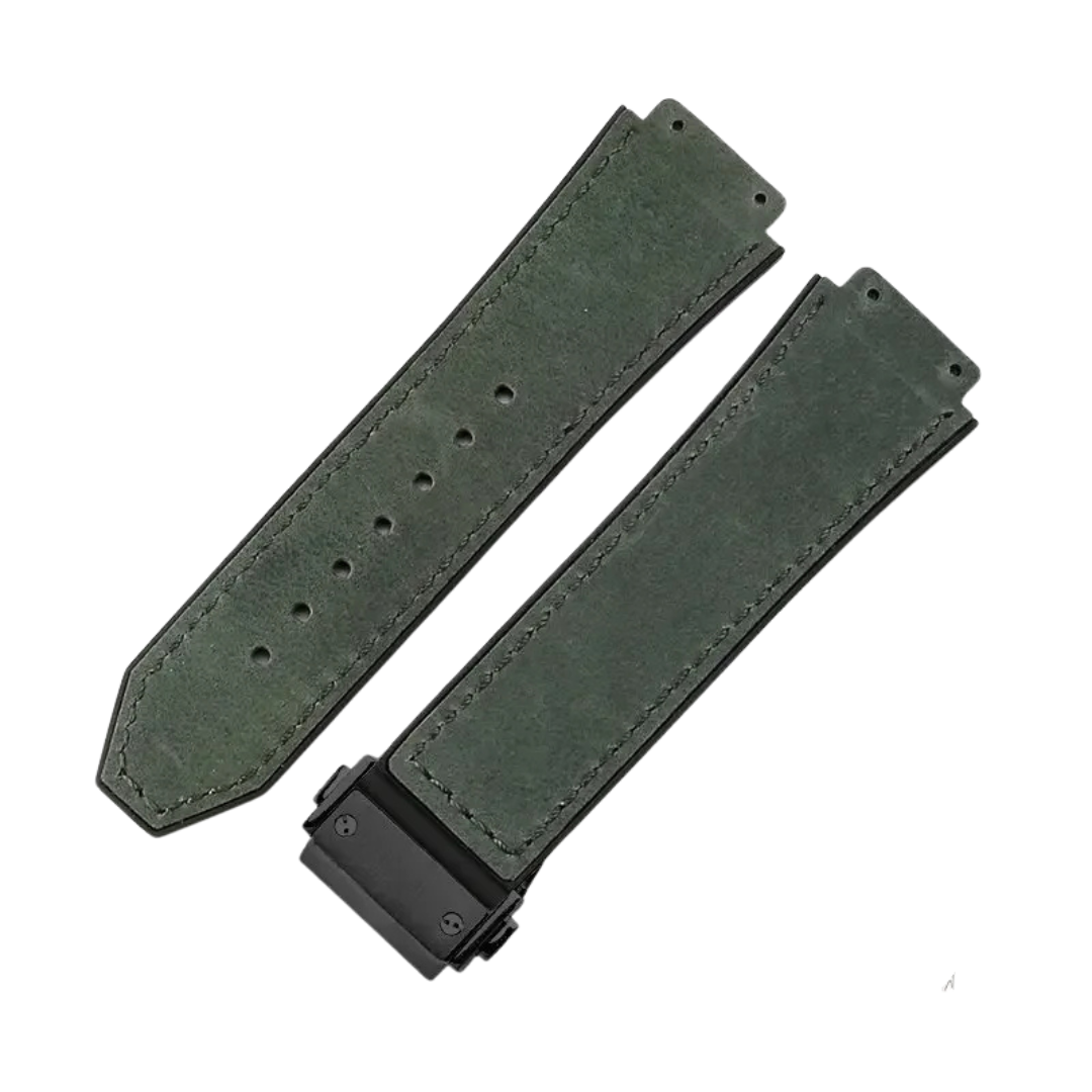 26x19mm Leather Strap for Hublot Classic Fusion Big Bang Army Green