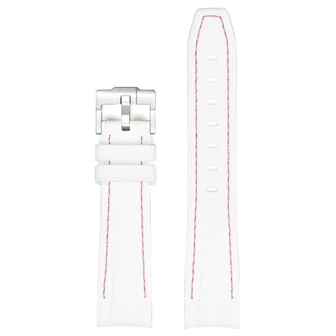 White Silicone Rubber Strap for Omega X Moonswatch With Coloured Stitching