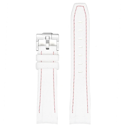 White Silicone Rubber Strap for Omega X Moonswatch With Coloured Stitching