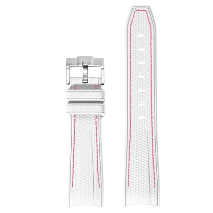 White Silicone Rubber Strap for Omega X Moonswatch With Coloured Stitching
