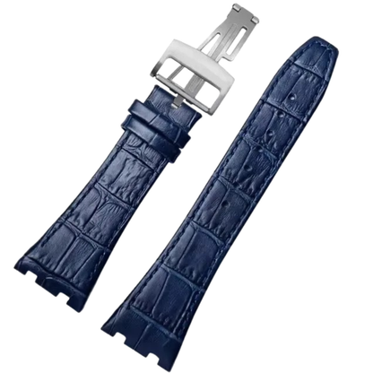 Blue Crocodile Style Leather Strap for AP – High-Quality Butterfly Clasp