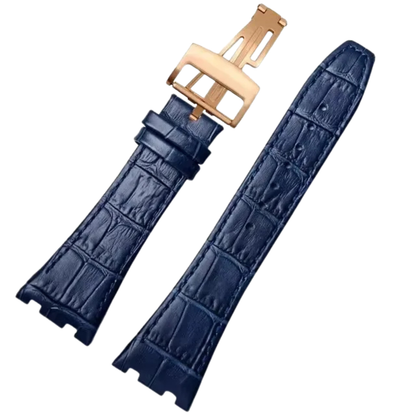 Blue Crocodile Style Leather Strap for AP – High-Quality Butterfly Clasp