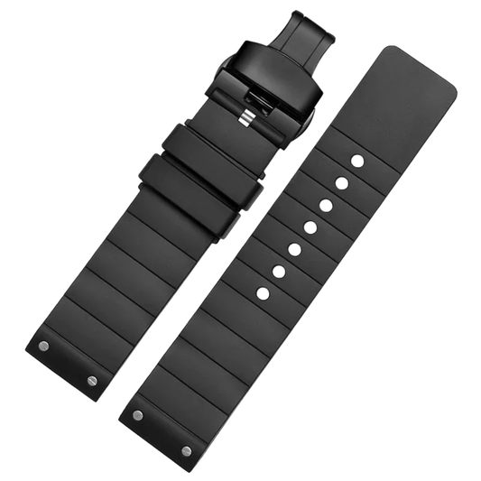 Black Rubber Strap for Cartier Santos – Black Butterfly Clasp