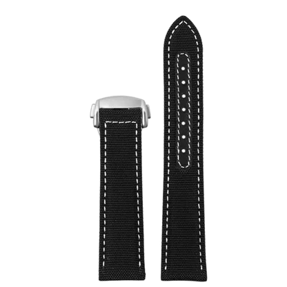 Black & White High Grade Nylon Sailcloth Strap For Omega