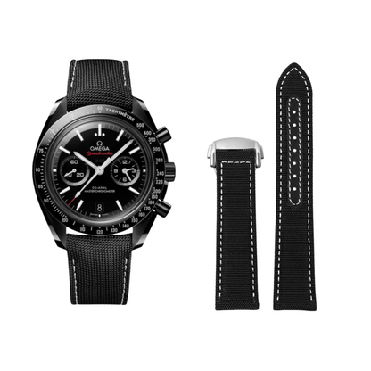 Black & White High Grade Nylon Sailcloth Strap For Omega