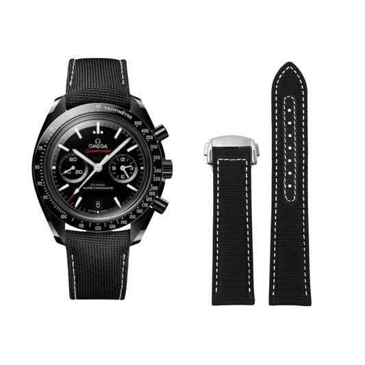 Black & White High Grade Nylon Sailcloth Strap For Omega