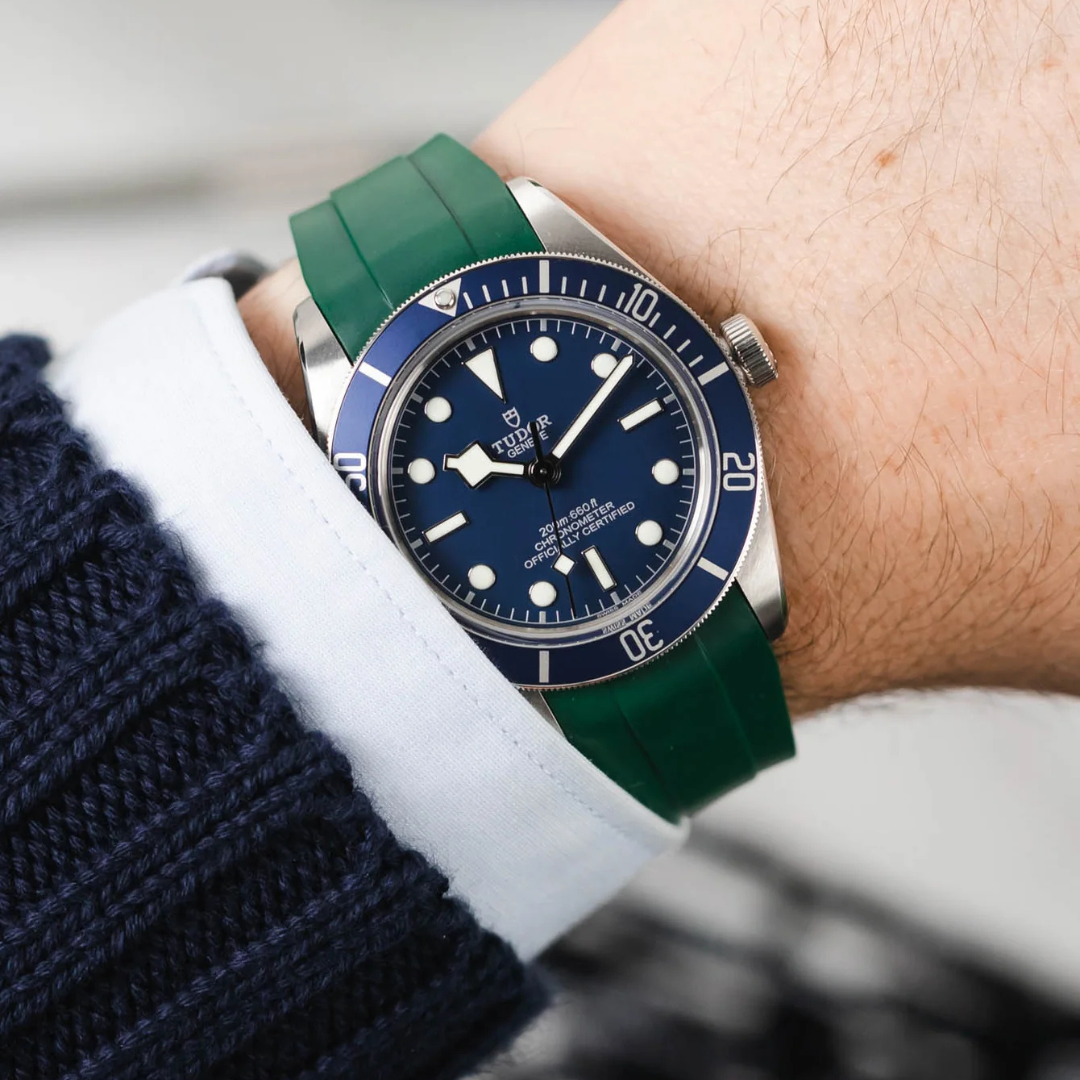 British Racing Green Rubber Strap For Tudor