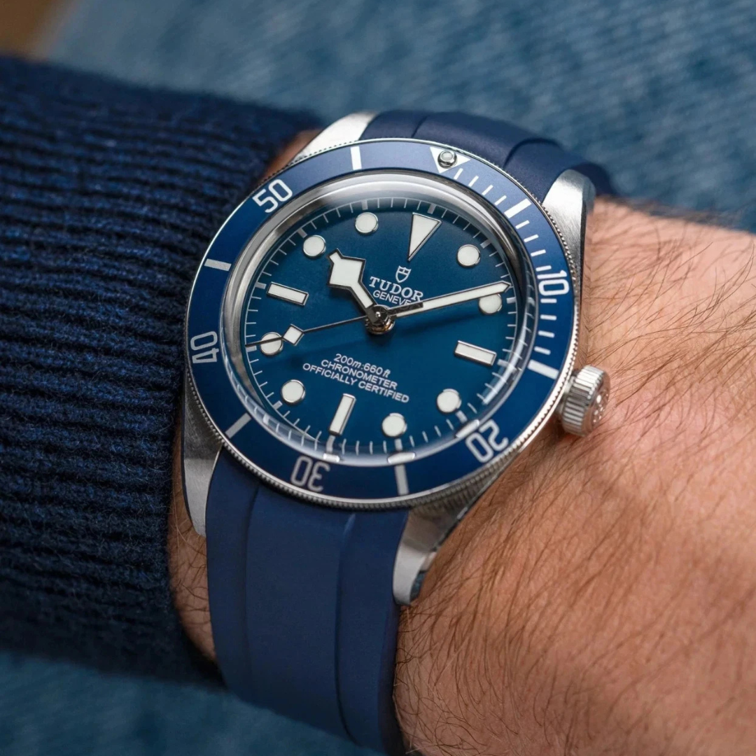 Navy Blue Rubber Strap For Tudor