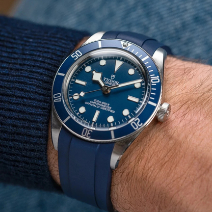 Navy Blue Rubber Strap For Tudor