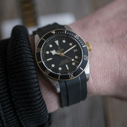 Matte Black Rubber Strap For Tudor