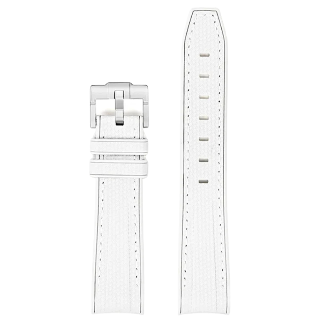 White Silicone Rubber Strap for Omega X Moonswatch With Coloured Stitching