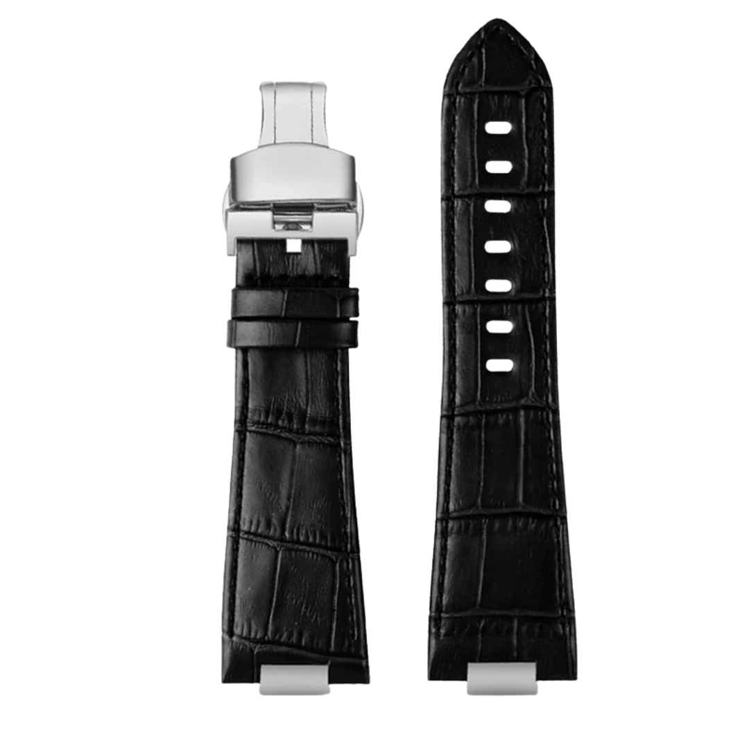 Black Leather 12mm Watch Strap For Tissot PRX