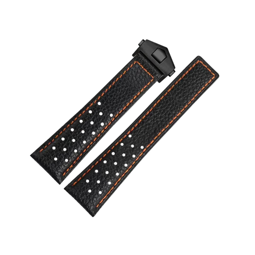 22mm Genuine Leather Strap for TAG Heuer Monaco – Folding Buckle – Men’s Watchband