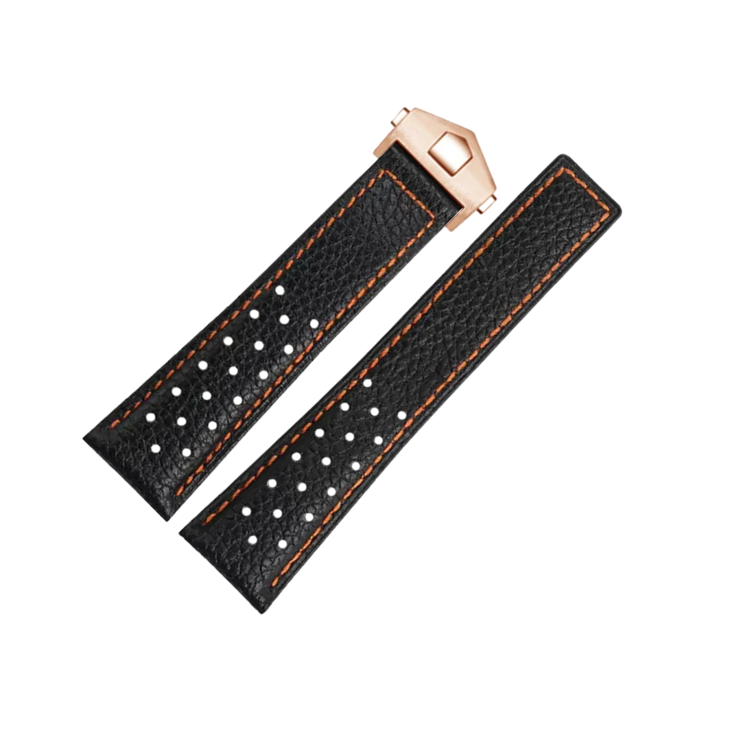 22mm Genuine Leather Strap for TAG Heuer Monaco – Folding Buckle – Men’s Watchband