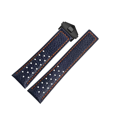 22mm Genuine Leather Strap for TAG Heuer Monaco – Folding Buckle – Men’s Watchband