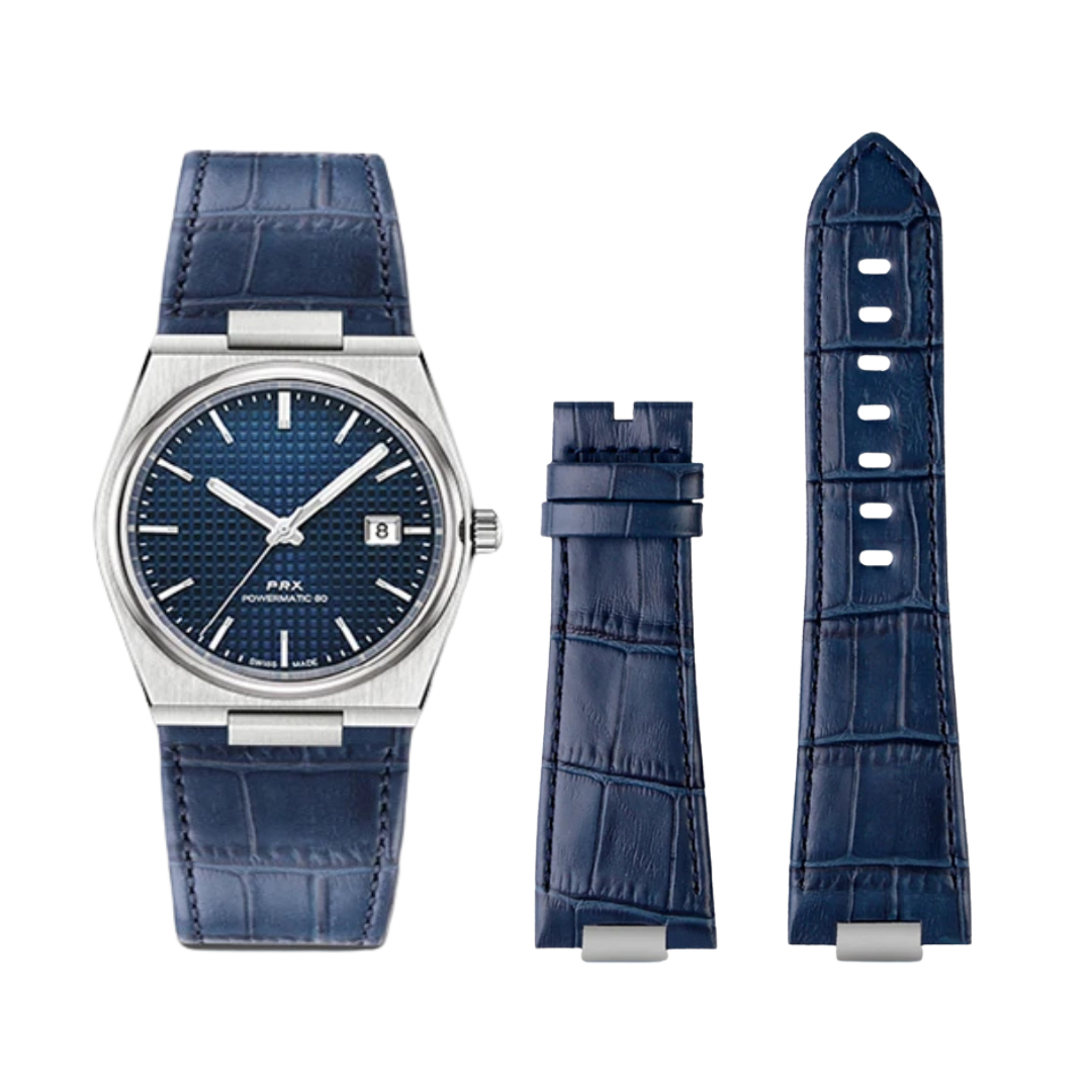 Blue Leather 12mm Watch Strap For Tissot PRX