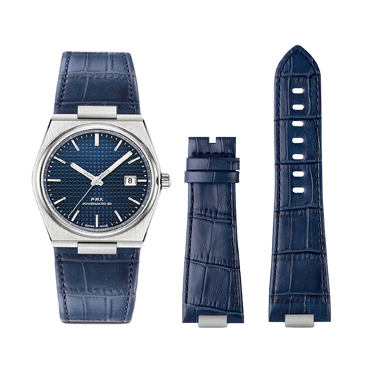 Blue Leather 12mm Watch Strap For Tissot PRX