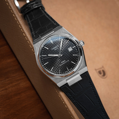 Black Leather 12mm Watch Strap For Tissot PRX