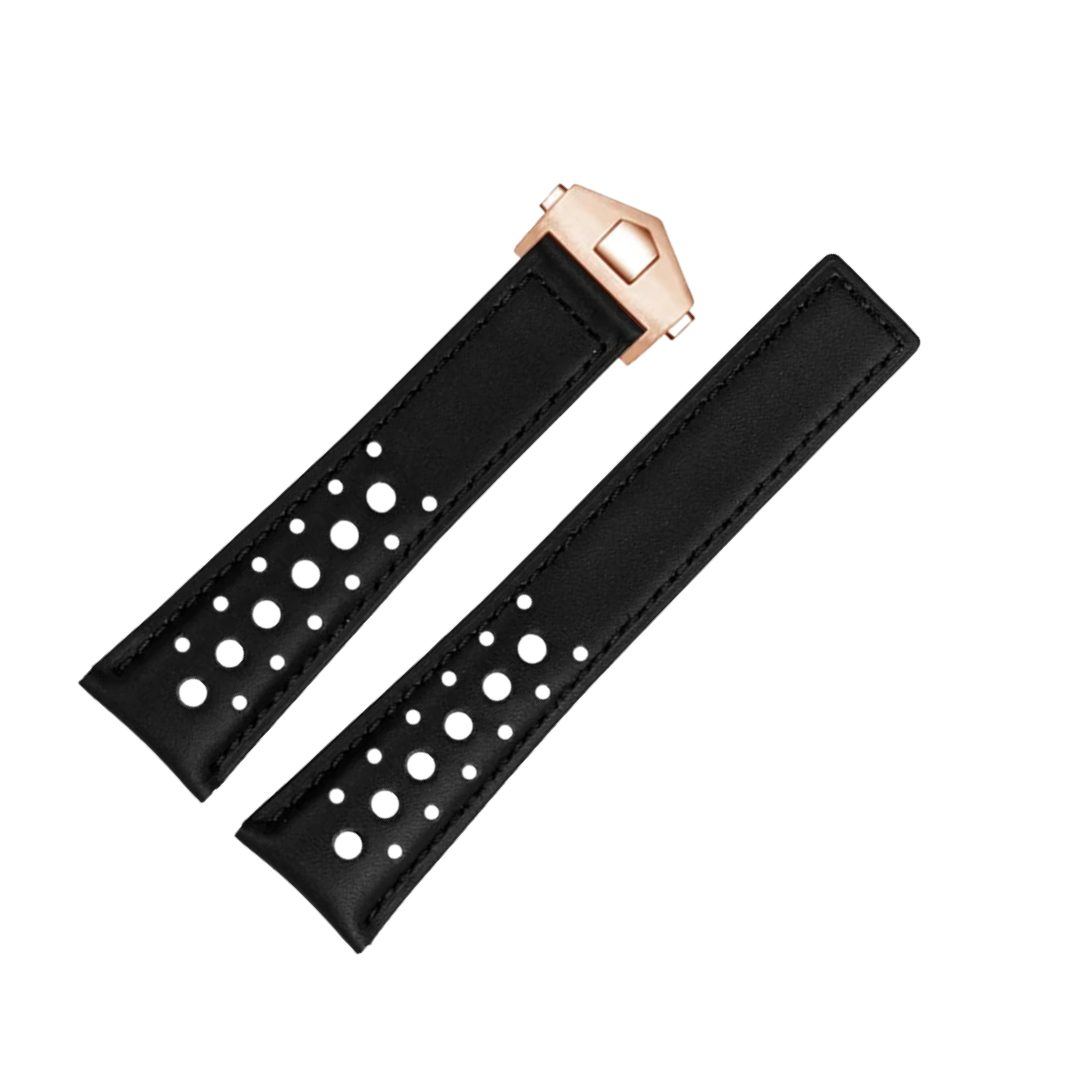 22mm Genuine Leather Strap for TAG Heuer Monaco – Folding Buckle – Men’s Watchband
