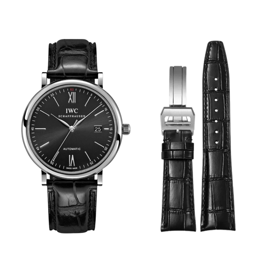 Stealth Black Cowhide Leather Pilot & Portofino Strap