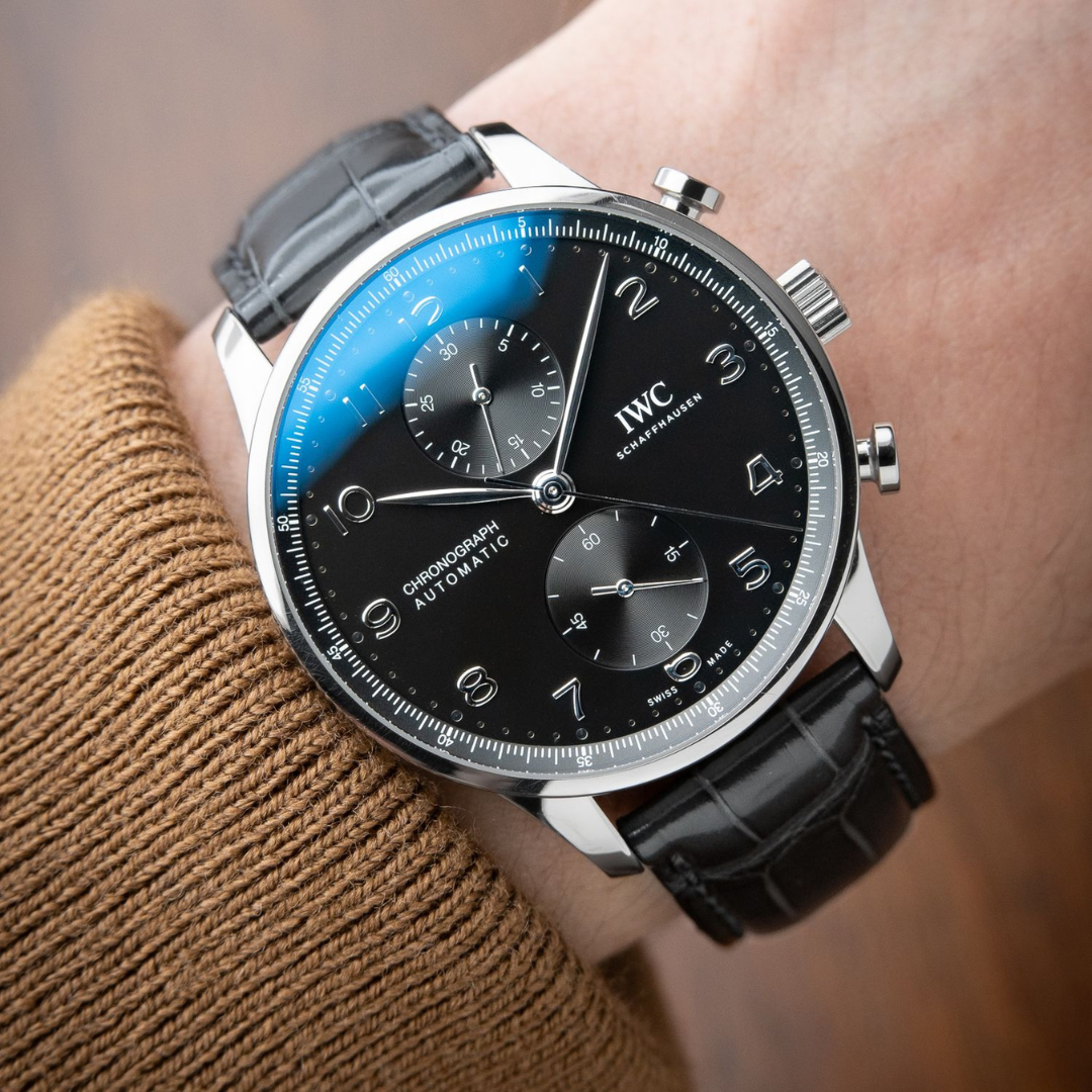 Stealth Black Cowhide Leather Pilot & Portofino Strap
