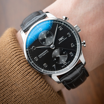 Stealth Black Cowhide Leather Pilot & Portofino Strap