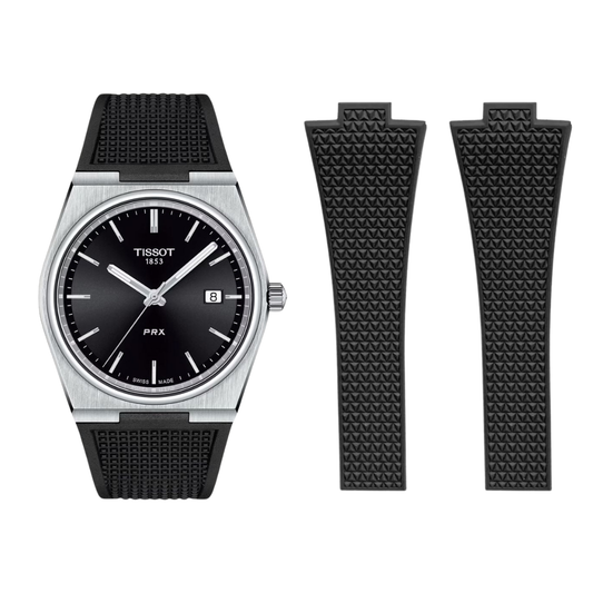 High Quality Cut to Size Strap for Tissot PRX Black - With Luxury Butterfly Clasp