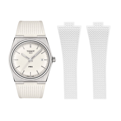 High Quality Cut to Size Strap for Tissot PRX White - With Luxury Butterfly Clasp