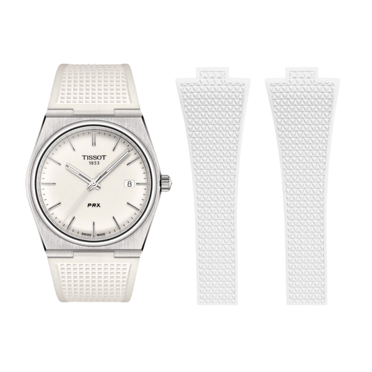 High Quality Cut to Size Strap for Tissot PRX White - With Luxury Butterfly Clasp