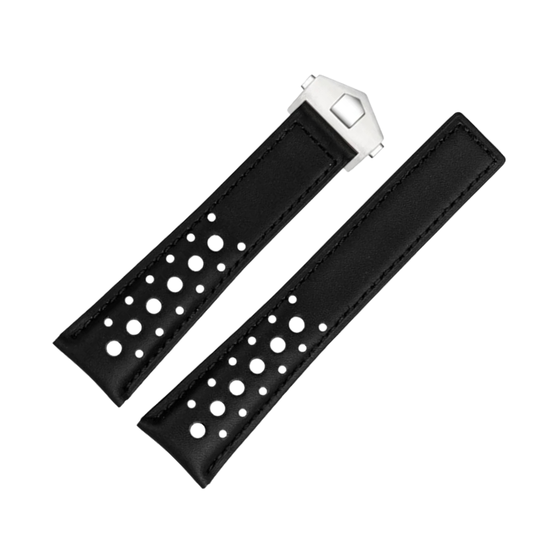 22mm Genuine Leather Strap for TAG Heuer Monaco – Folding Buckle – Men’s Watchband