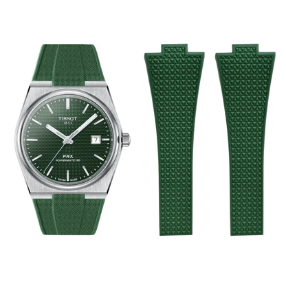 High Quality Cut to Size Strap for Tissot PRX Dark Green - With Luxury Butterfly Clasp