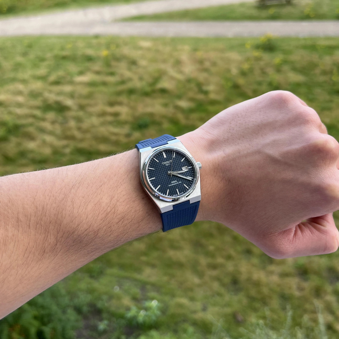 High Quality Cut to Size Strap for Tissot PRX Navy - With Luxury Butterfly Clasp