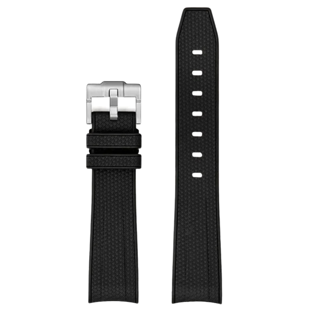Black Silicone Rubber Strap for Omega X Moonswatch With Coloured Stitching