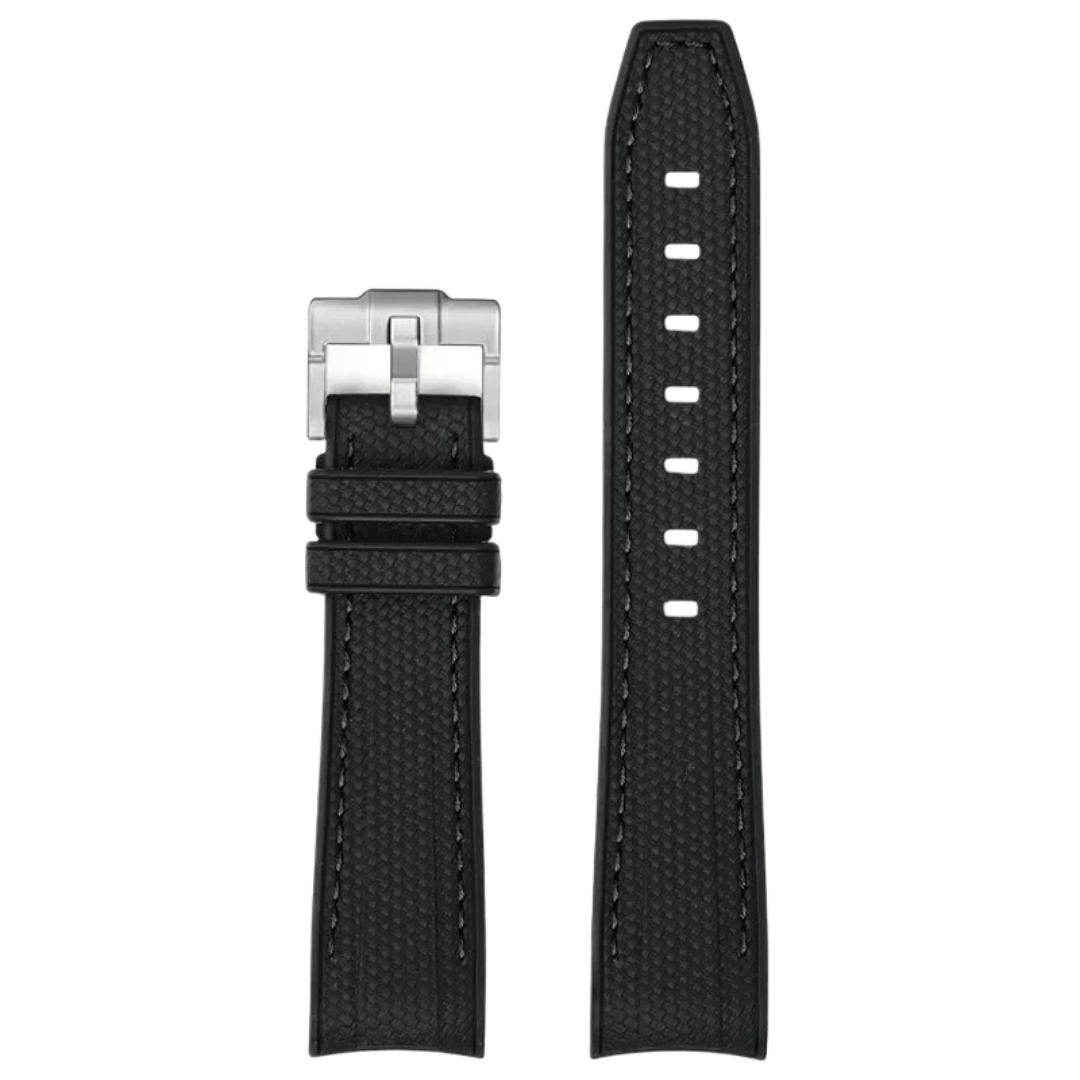 Black Silicone Rubber Strap for Omega X Moonswatch With Coloured Stitching