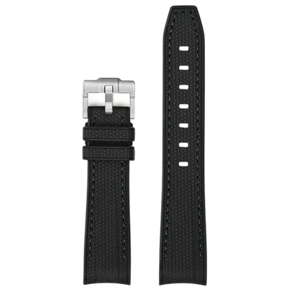 Black Silicone Rubber Strap for Omega X Moonswatch With Coloured Stitching