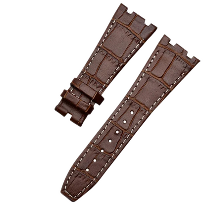 Crocodile Style Genuine Leather Strap for AP - High Quality Butterfly Clasp - Brown