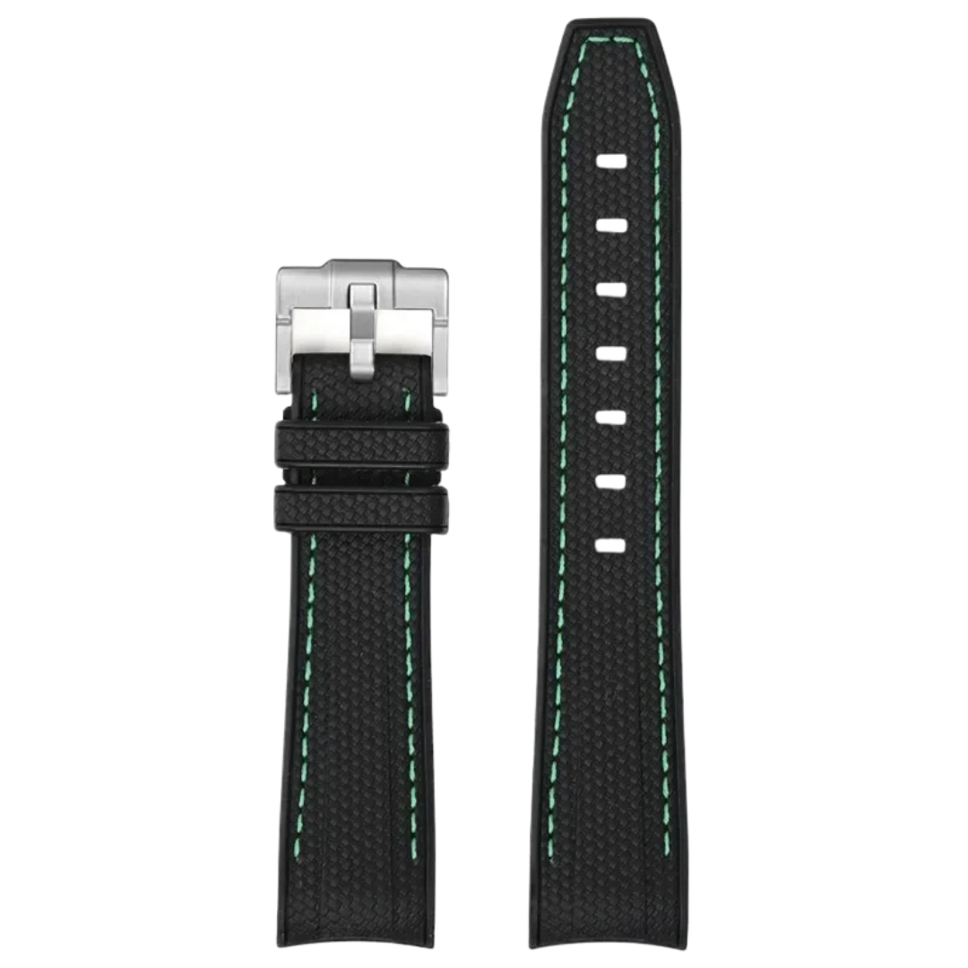 Black Silicone Rubber Strap for Omega X Moonswatch With Coloured Stitching