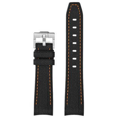 Black Silicone Rubber Strap for Omega X Moonswatch With Coloured Stitching